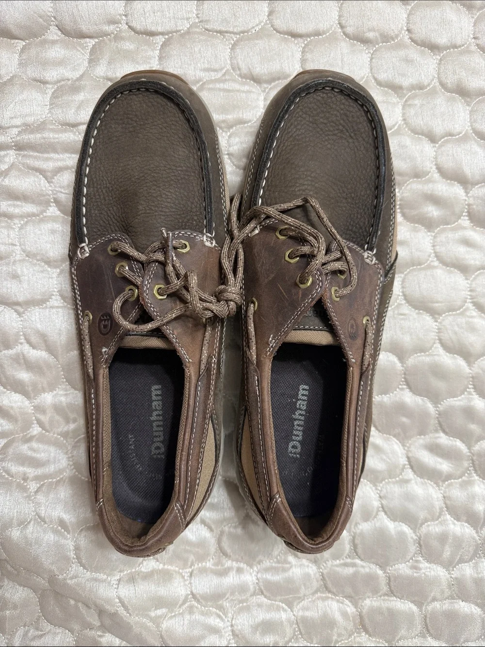 Dunham Men's Two-Tone Brown Leather Boat Shoes
